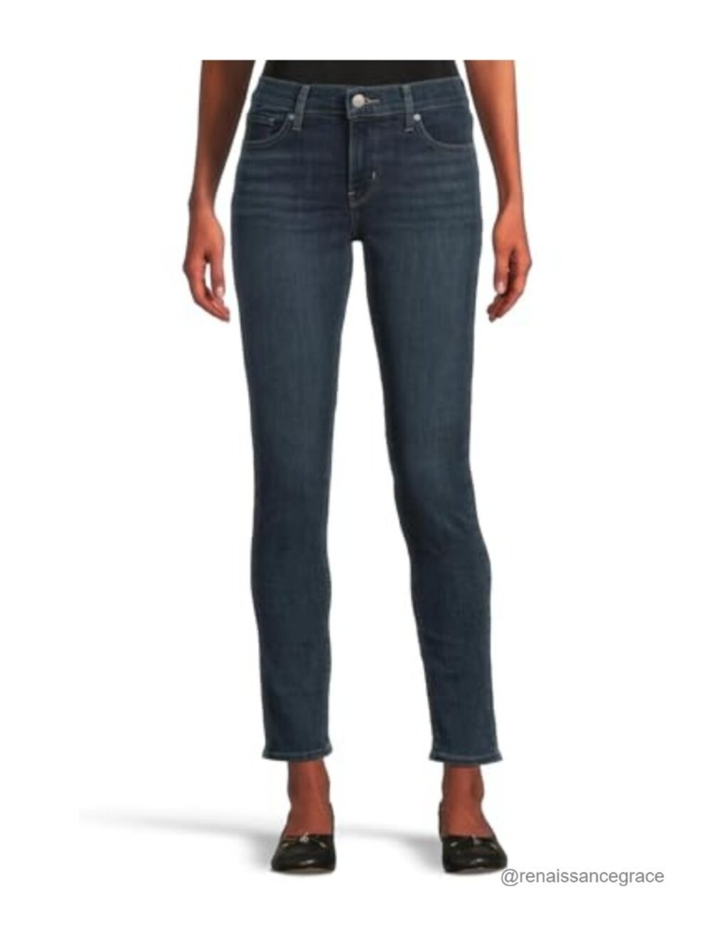 Women's Skinny Jeans Mid Rise Stretch Tummy Panel Denim 30" Inseam